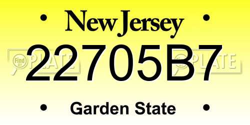 22705B7 New Jersey License Plate