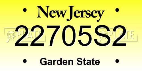 22705S2 New Jersey License Plate