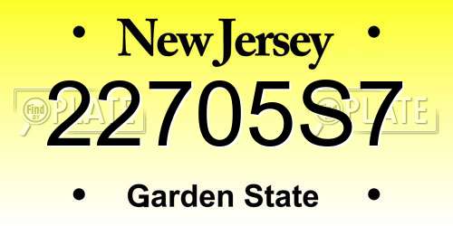 22705S7 New Jersey License Plate