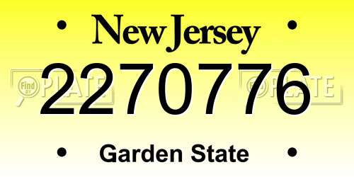2270776 New Jersey License Plate