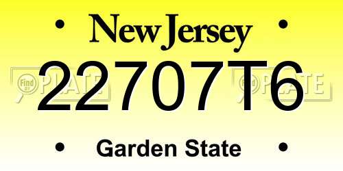 22707T6 New Jersey License Plate