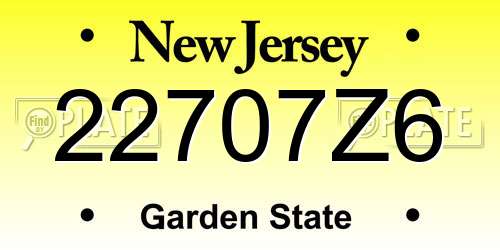 22707Z6 New Jersey License Plate