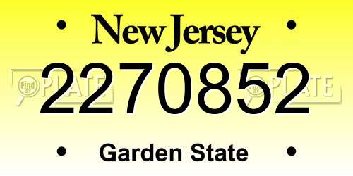 2270852 New Jersey License Plate