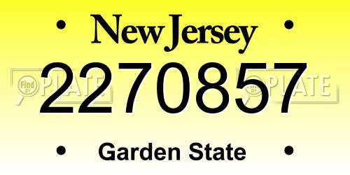 2270857 New Jersey License Plate