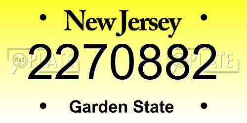2270882 New Jersey License Plate