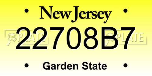 22708B7 New Jersey License Plate