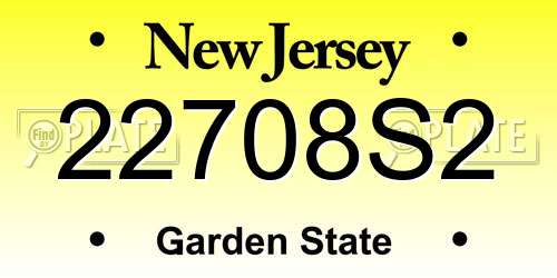 22708S2 New Jersey License Plate