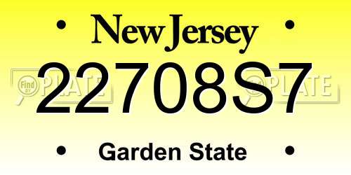 22708S7 New Jersey License Plate