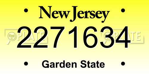 2271634 New Jersey License Plate