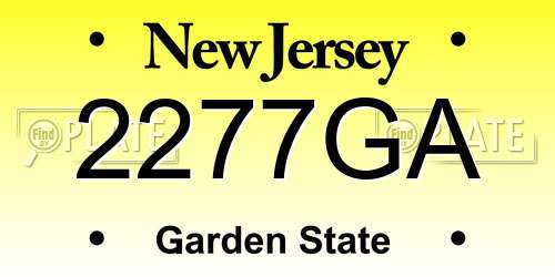 2277GA New Jersey License Plate