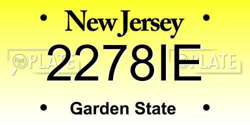 2278IE New Jersey License Plate