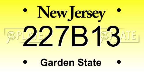 227B13 New Jersey License Plate