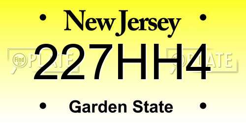 227HH4 New Jersey License Plate
