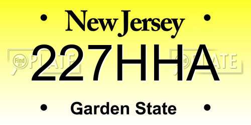 227HHA New Jersey License Plate