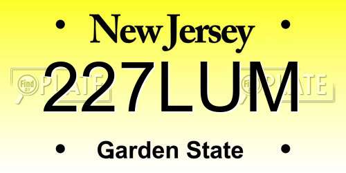 227LUM New Jersey License Plate