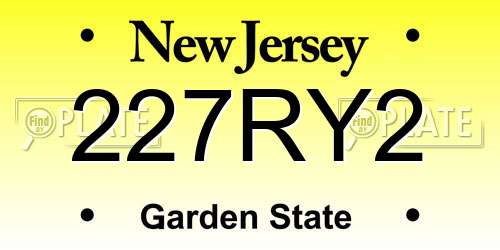227RY2 New Jersey License Plate
