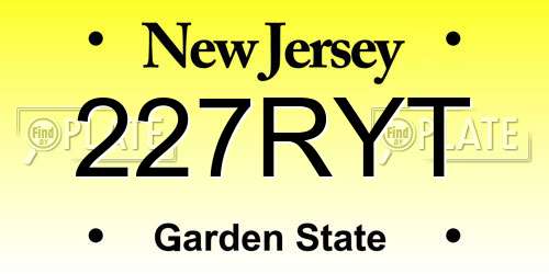 227RYT New Jersey License Plate