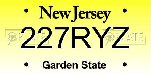 227RYZ New Jersey License Plate