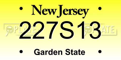 227S13 New Jersey License Plate