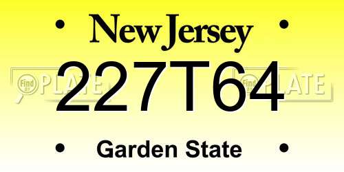 227T64 New Jersey License Plate