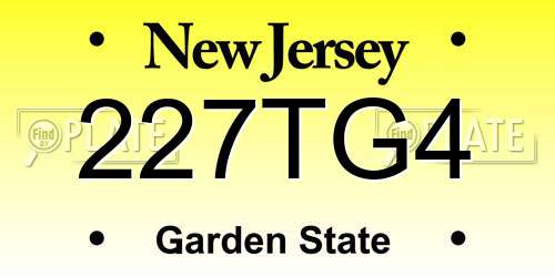 227TG4 New Jersey License Plate