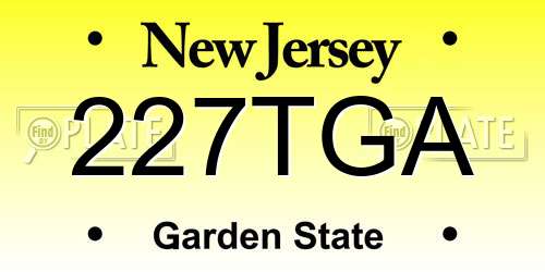 227TGA New Jersey License Plate