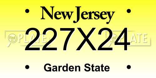 227X24 New Jersey License Plate