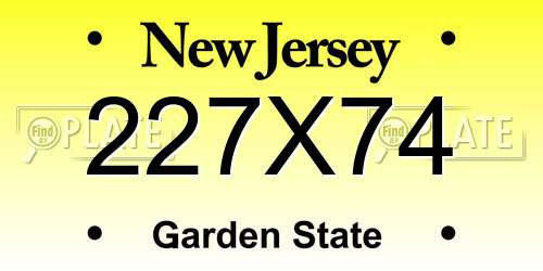 227X74 New Jersey License Plate