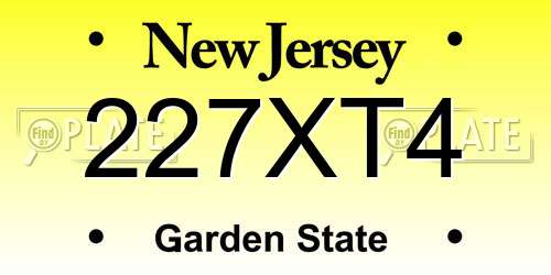 227XT4 New Jersey License Plate