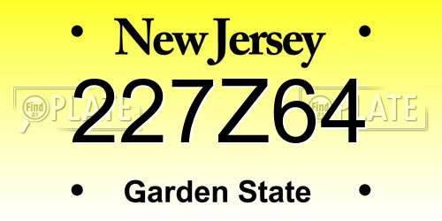 227Z64 New Jersey License Plate