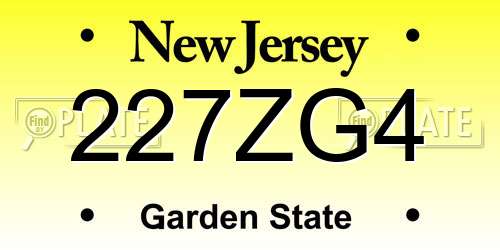 227ZG4 New Jersey License Plate