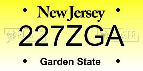227ZGA New Jersey License Plate