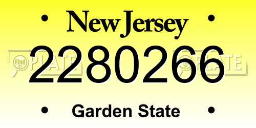 2280266 New Jersey License Plate