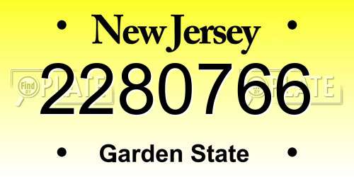 2280766 New Jersey License Plate