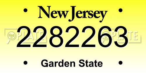 2282263 New Jersey License Plate