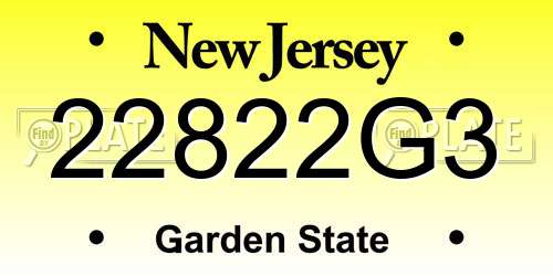 22822G3 New Jersey License Plate