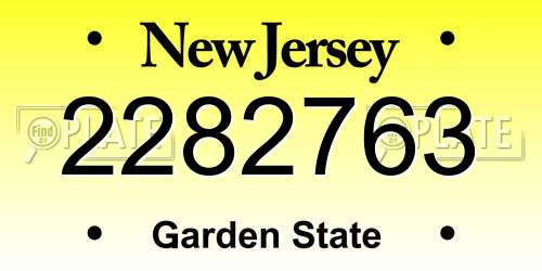 2282763 New Jersey License Plate