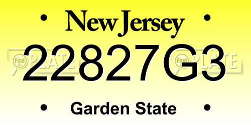 22827G3 New Jersey License Plate