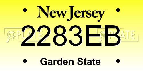 2283EB New Jersey License Plate