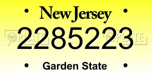 2285223 New Jersey License Plate