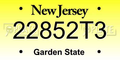 22852T3 New Jersey License Plate