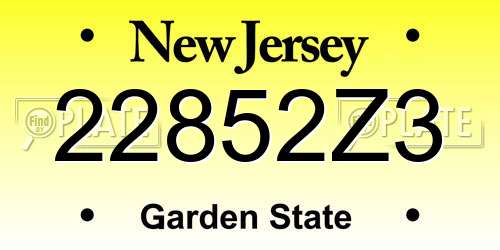 22852Z3 New Jersey License Plate