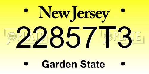 22857T3 New Jersey License Plate