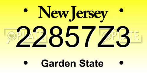 22857Z3 New Jersey License Plate