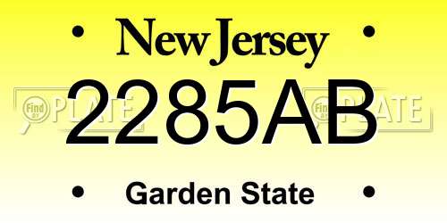 2285AB New Jersey License Plate