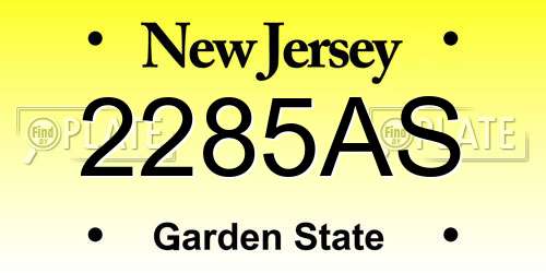 2285AS New Jersey License Plate