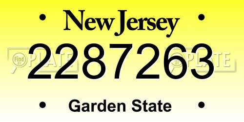 2287263 New Jersey License Plate