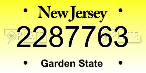 2287763 New Jersey License Plate