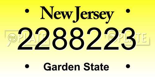 2288223 New Jersey License Plate