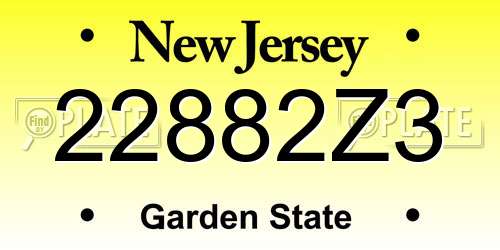 22882Z3 New Jersey License Plate